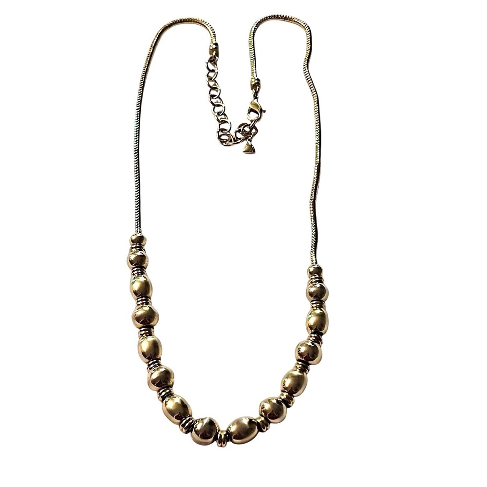 Liz Claiborne Signed Necklace VTG Gold Tone Snake Metal Chain Designer Rare 80s